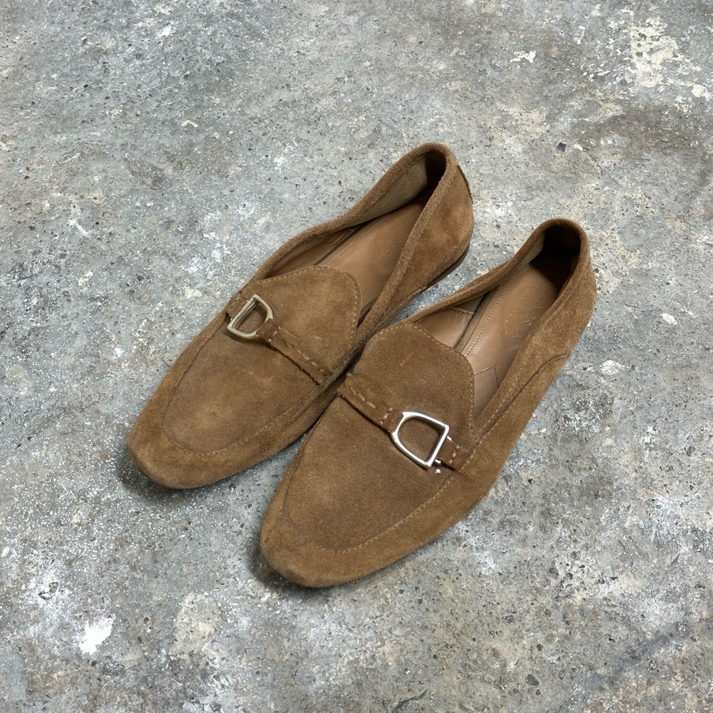 Zara Tan Suede Leather Flat Loafer